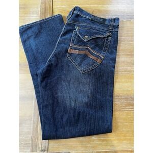 Vtg NBN Embroidered Wide Leg Blue Jeans Mens Size 38 Hip Hop Rave Grunge Y2K